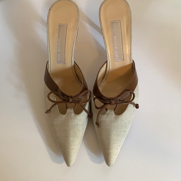 MICHAEL KORS ITALY NATURAL LINEN/LEATHER SZ 7•5 M - Picture 3 of 7